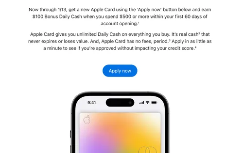 Apple Credit Card offers limited-time special registration rewards: up to $300.