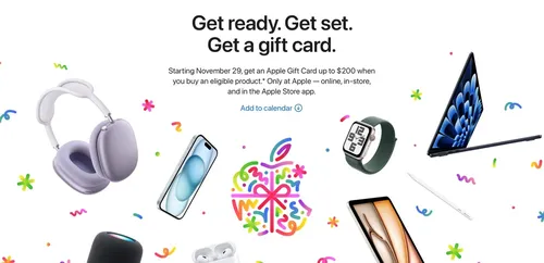 アップルのブラックファイデーのセールでは、最大200ドルのギフトカードがお得になります。
