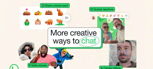 WhatsApp hinzufügt neue Kameraeffekte, Sticker und schnellere Reaktionen.