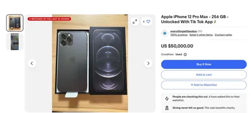eBay卖家要求在TikTok上安装的iPhone售价在$2,000到$50,000之间。