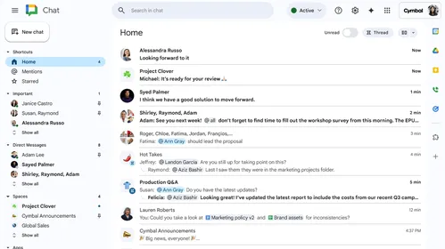 Google Chat의 사이드바를 재설계하여 사용자 정의와 '사용자 정의 섹션'을 도입